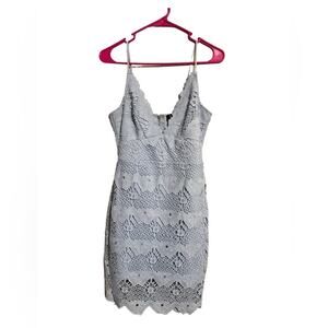 Lulu's Light Gray Lace Mini Dress